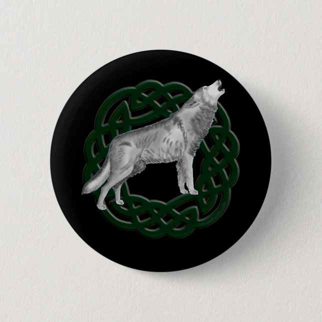 Celtic Wolf 6 Cm Round Badge (Front)