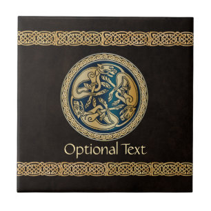 Celtic Wolf Knotwork Triad Ceramic Tile