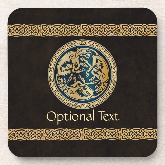 Celtic Wolf Knotwork Triad Coaster (Front)