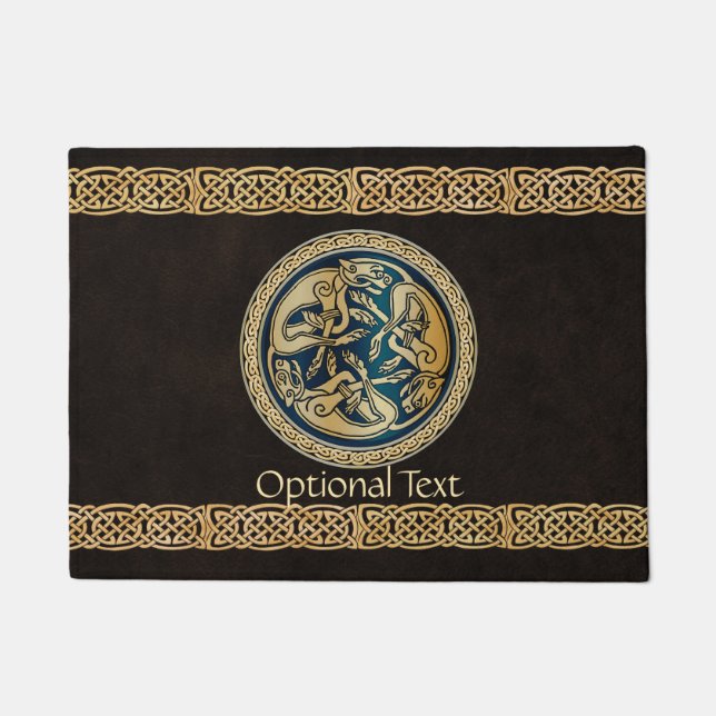 Celtic Wolf Knotwork Triad Doormat (Front)