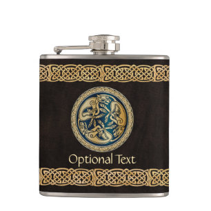 Celtic Wolf Knotwork Triad Hip Flask