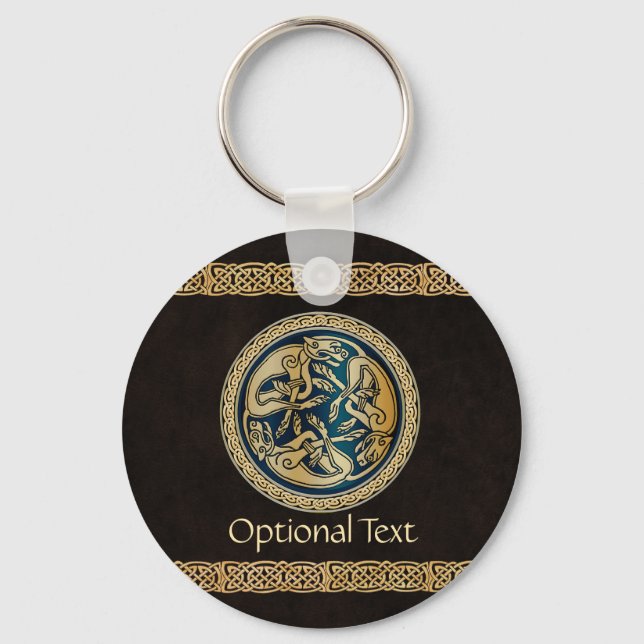 Celtic Wolf Knotwork Triad Key Ring (Front)