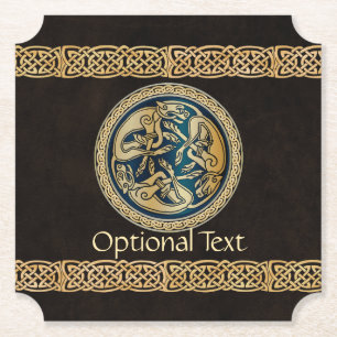 Celtic Wolf Knotwork Triad Paper Coaster