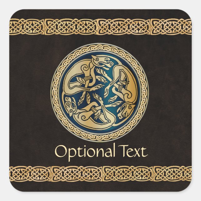 Celtic Wolf Knotwork Triad Square Sticker (Front)