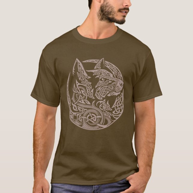 Celtic Wolf Knotwork Tribal Art Design T-Shirt (Front)
