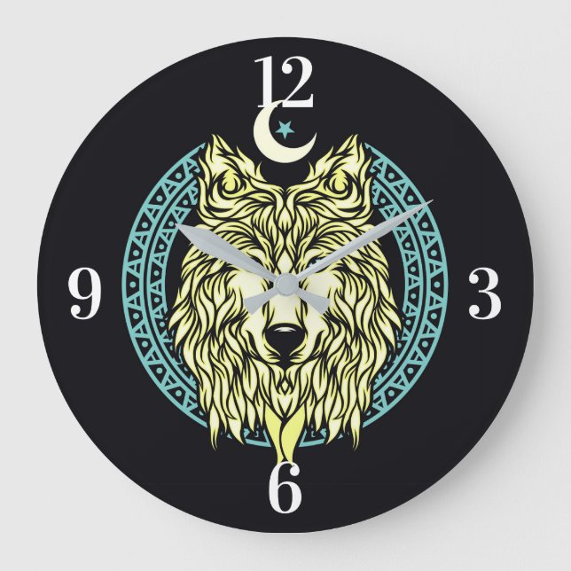 Celtic Wolf Large Clock (Front)
