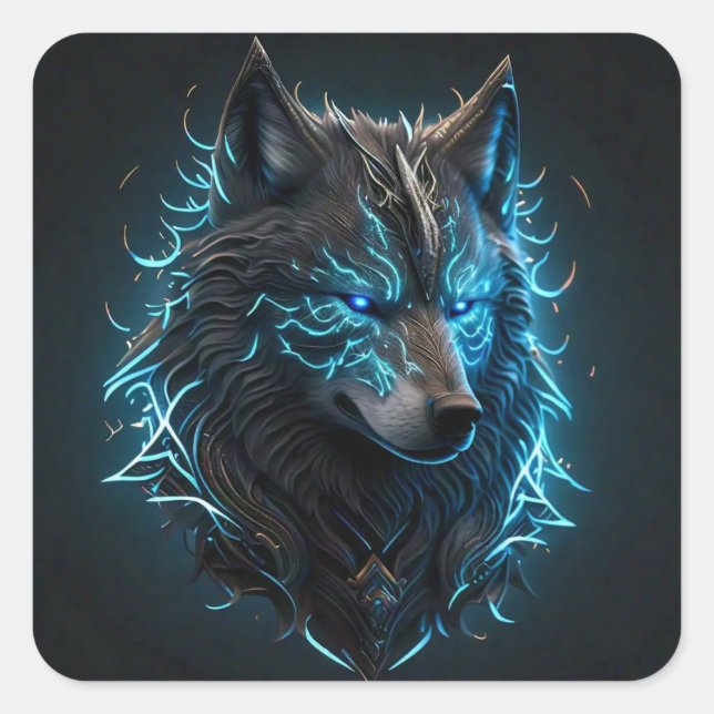 Celtic Wolf Square Sticker (Front)