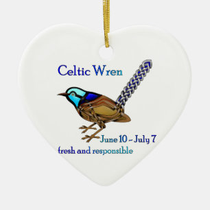 Celtic Wren Ceramic Ornament