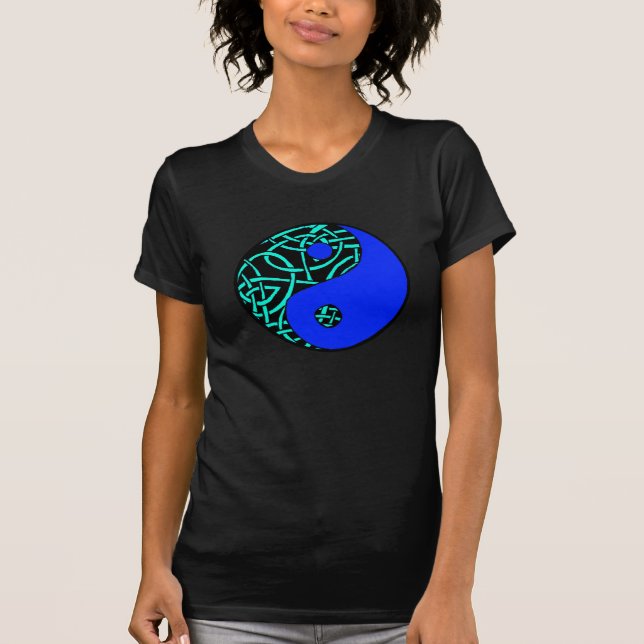 Celtic yin yang teeshirt (Teal and blue) T-Shirt (Front)