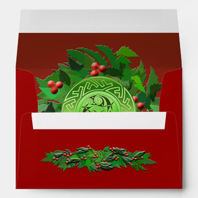 Celtic Yule Spiral with Holly Envelopes (Back (Bottom))
