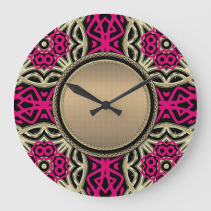 Celtica Hot Pink & Gold Wall Clock