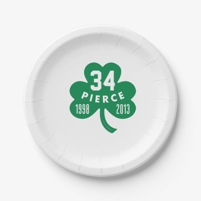 Celtics - Pierce 34 Retired Number Clover (Green)  Paper Plate (Front)