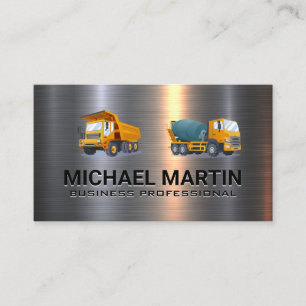 Cement and Dump Truck Construction Vehicles Business Card