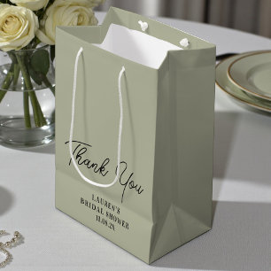 Cement Grey Minimalist Bridal Shower Thank You Medium Gift Bag