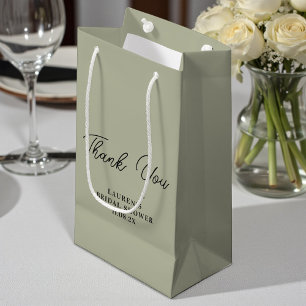 Cement Grey Minimalist Bridal Shower Thank You Small Gift Bag
