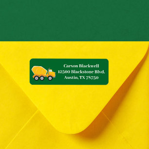Cement Mixer Truck Green Kids Return Address Return Address Label