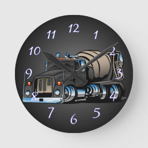 Cement Mixer Truck Round Clock