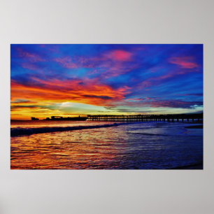 Cement Ship Sunset Poster