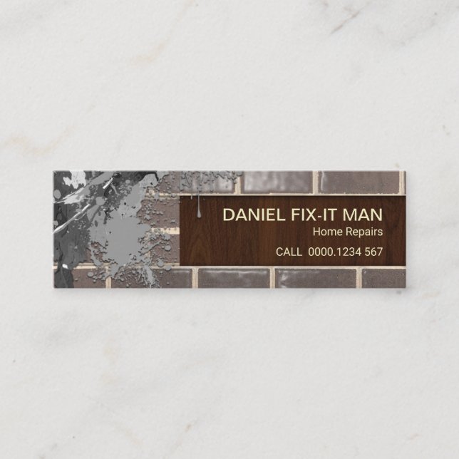 Cement Splatter Brickwork Fine Wood Grain Mini Business Card (Front)