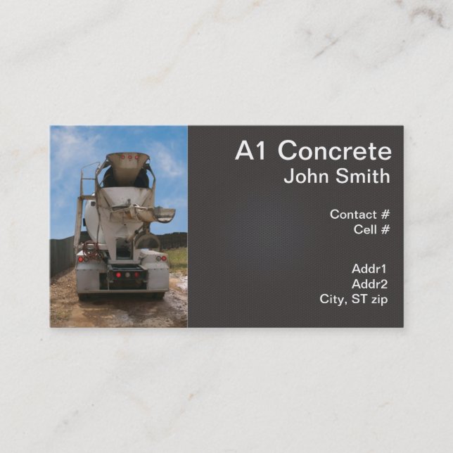 Cement Truck at construction site Business Card (Front)