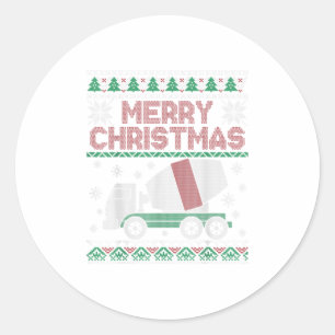 Cement Truck Merry Christmas Ugly Chris Classic Round Sticker