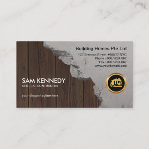 Cement Works Wood Panelling Building Contractor Business Card