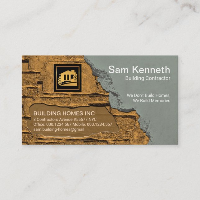 Cementing Brick Plastering Construction Business Card (Front)