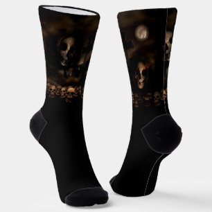 Cemetery Skulls Gothic Halloween Socks