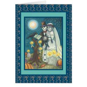 CEMETERY VOWS, SKELETON WEDDING, BRIDE GROOM CARD