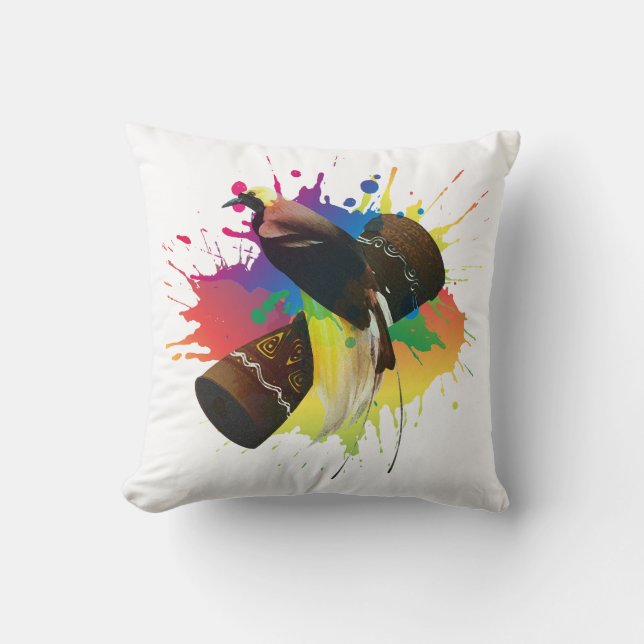 Cendrawasih The Bird Of Paradise Colourful  Cushion (Front)