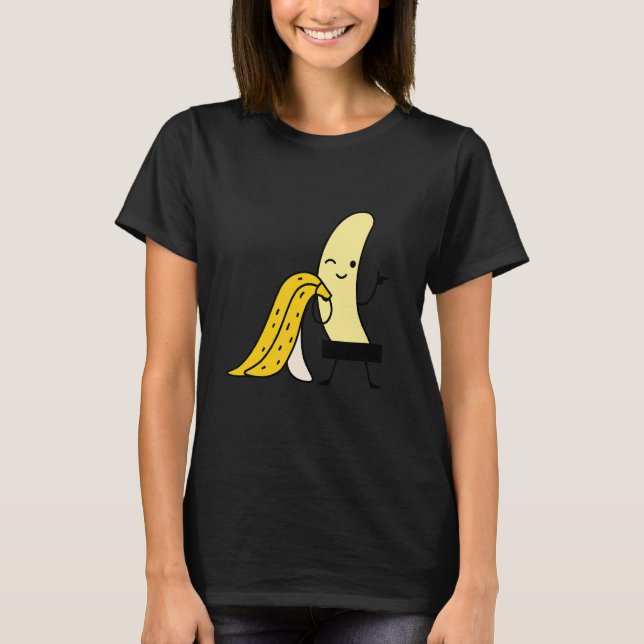 Censored  Yellow  Banana Print Fruits T-Shirt (Front)