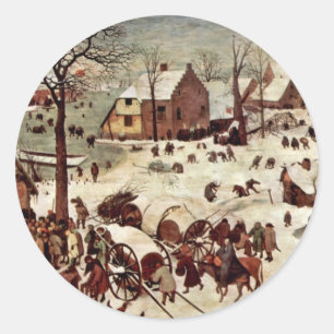 Census At Bethlehem  By Bruegel D. Ä. Pieter Classic Round Sticker