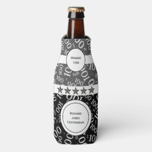 Centenarian, 100th Birthday Black and White Bottle Cooler