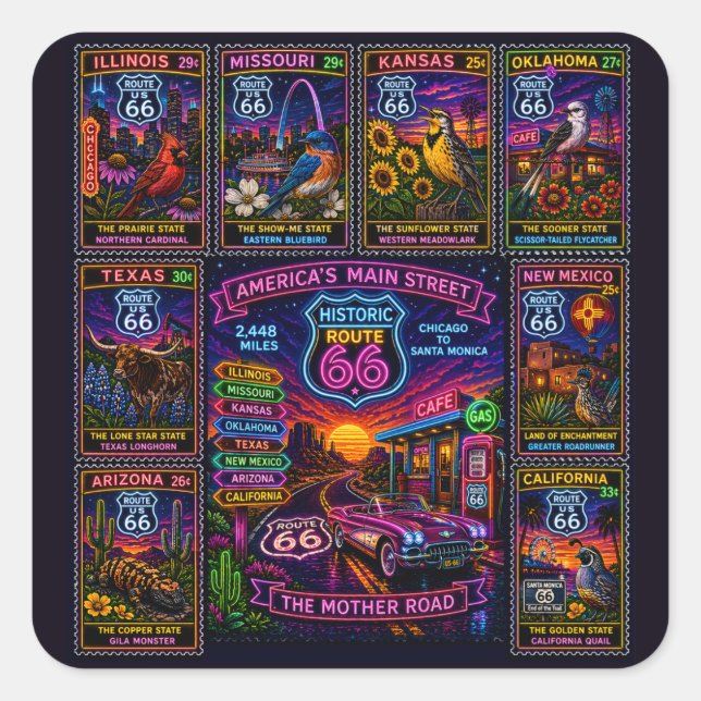 Centennial Highway Stamp Collection Badge Square Sticker (Front)