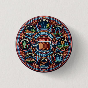 Centennial Mother Road All States 3 Cm Round Badge