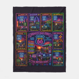 Centennial Mother Road Neon Stamp Fleece Blanket