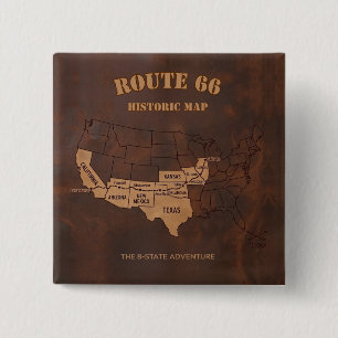 Centennial Route 66 Road Trip Americana 15 Cm Square Badge