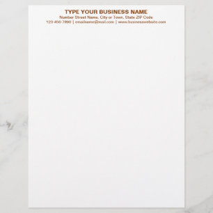Center Aligned Brown Plain Texts Heading of Custom Letterhead