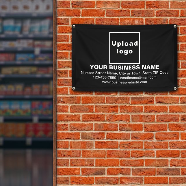 Center Aligned Business Brand on Black Banner (Black banner with your business brand in center aligned style)