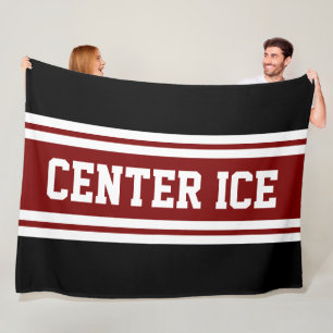 CENTER ICE Bold Red Black White Racing Stripes Fleece Blanket