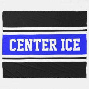 CENTER ICE Royal Blue Black White Racing Stripes Fleece Blanket