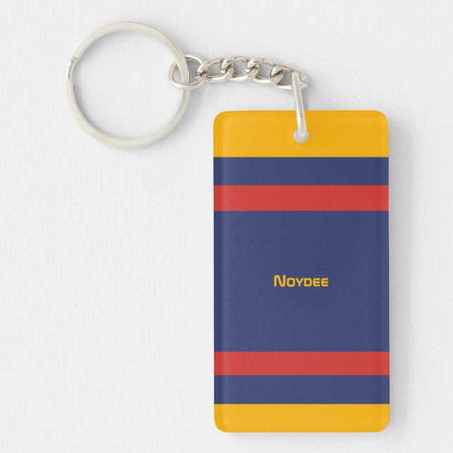 Center Stripes Horizontal Lines Blue Yellow Red Key Ring (Front)
