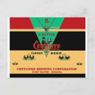 CENTLIVRE BEER CAN DESIGN FORT WAYNE INDIAN POSTCARD
