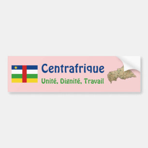 Centrafrique Flag + Map Bumper Sticker