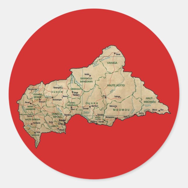 Centrafrique Map Sticker (Front)