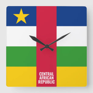 Central African Republic Flag Dazzling Patriotic Square Wall Clock