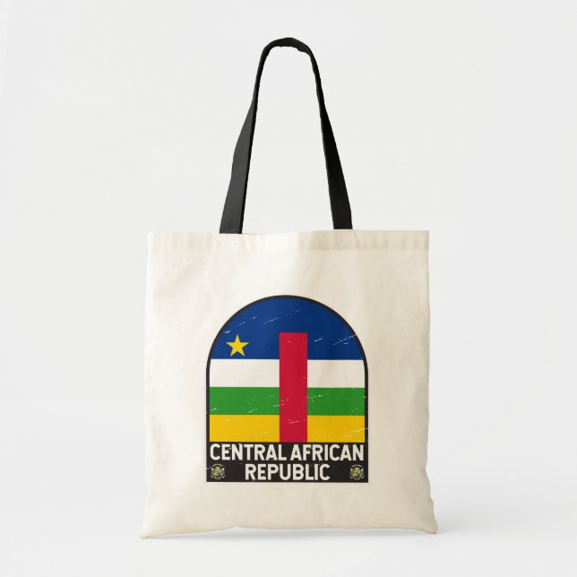 Central African Republic Flag Emblem Distressed Tote Bag (Front)