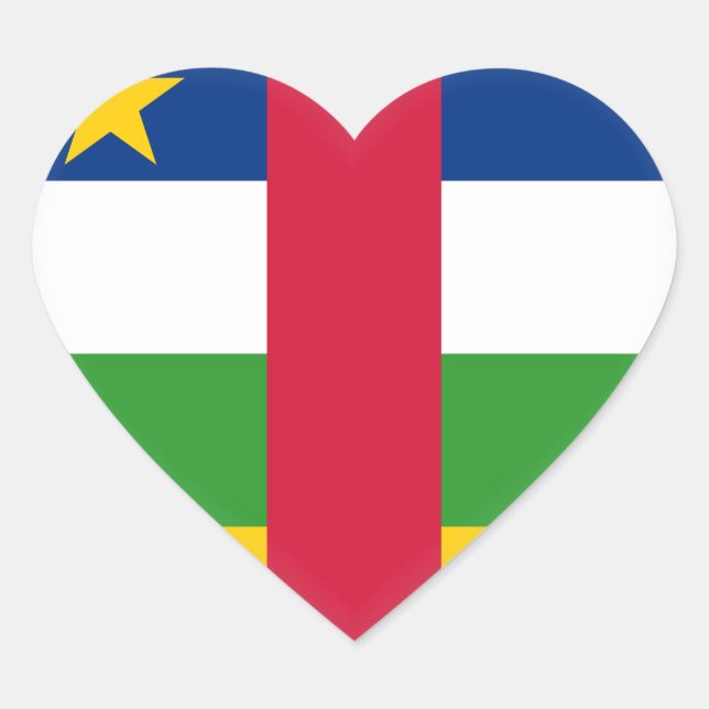 Central African Republic Flag Heart Sticker (Front)