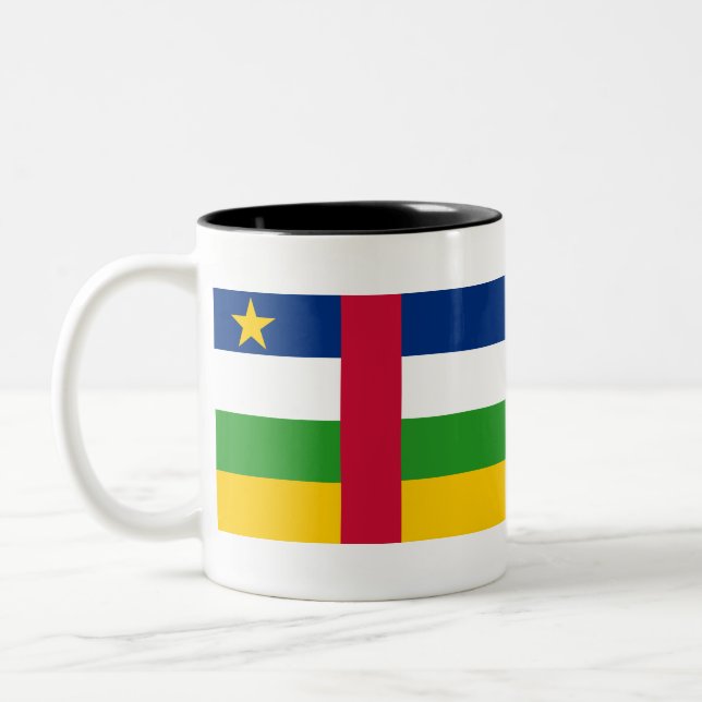Central African Republic Flag Two-Tone Coffee Mug (Left)