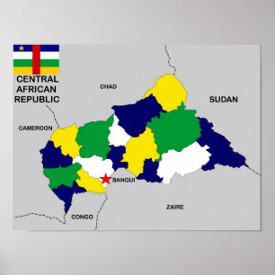 central african republic political map flag poster